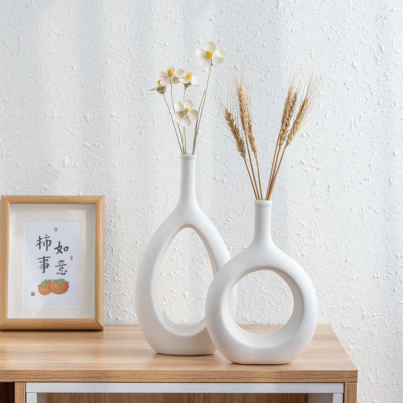 简约餐桌现代装饰品磨砂陶瓷干花器茶几插花花瓶摆件创意客厅家居,家居饰品,花瓶,淘宝优惠券,粉丝福利购,淘宝优惠卷