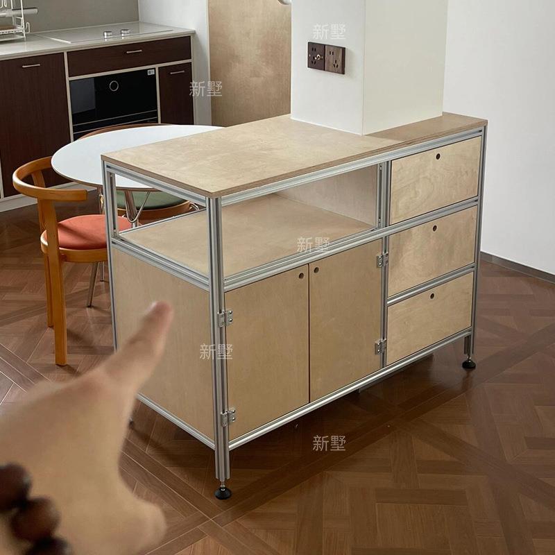 铝型材餐边柜现代简约海洋板柜子储物柜墙边置物柜边柜家用茶水柜