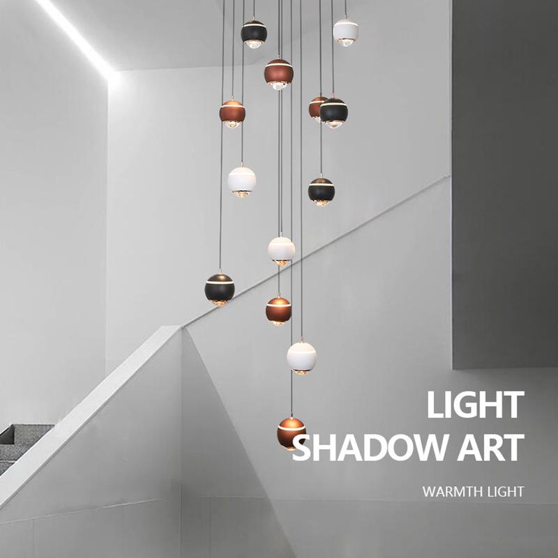 楼梯吊灯长吊灯极简现代艺术创意别墅复式楼loft楼梯间简约吊线灯