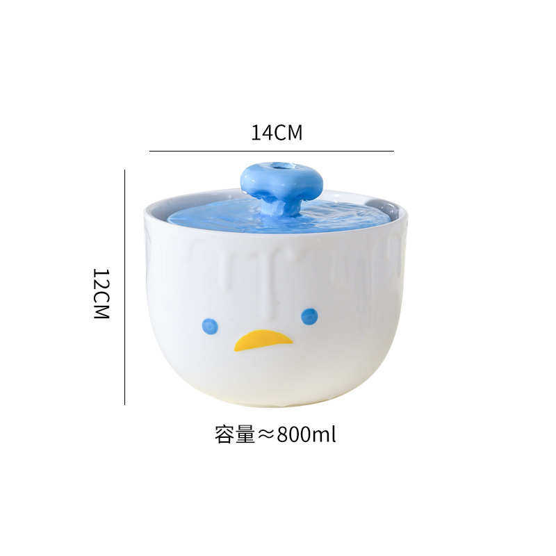 水盆猫饮猫咪创意鸭子陶瓷造型饮饮水机水器碗自动流动宠物狗饮水
