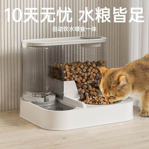 New Cat Automatic Feeder and Waterer, 2-in-1 Feeding Bowl fo