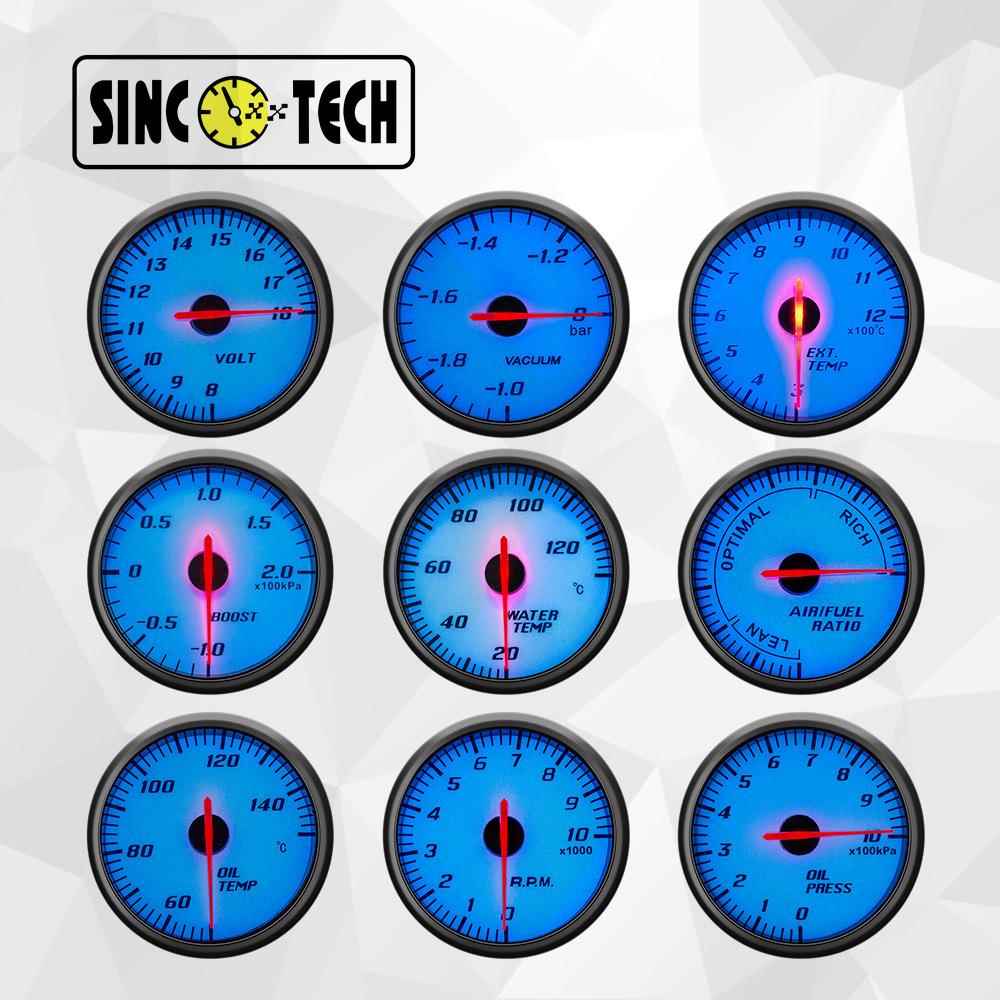 12V通用汽车改装仪表 60MM蓝光转速涡轮增压水温油温油压电压