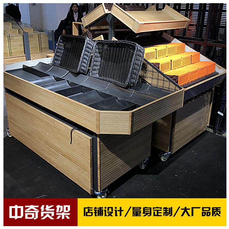 超市便利店展示架钢木货架双面超市零食货架食品货架超市货架