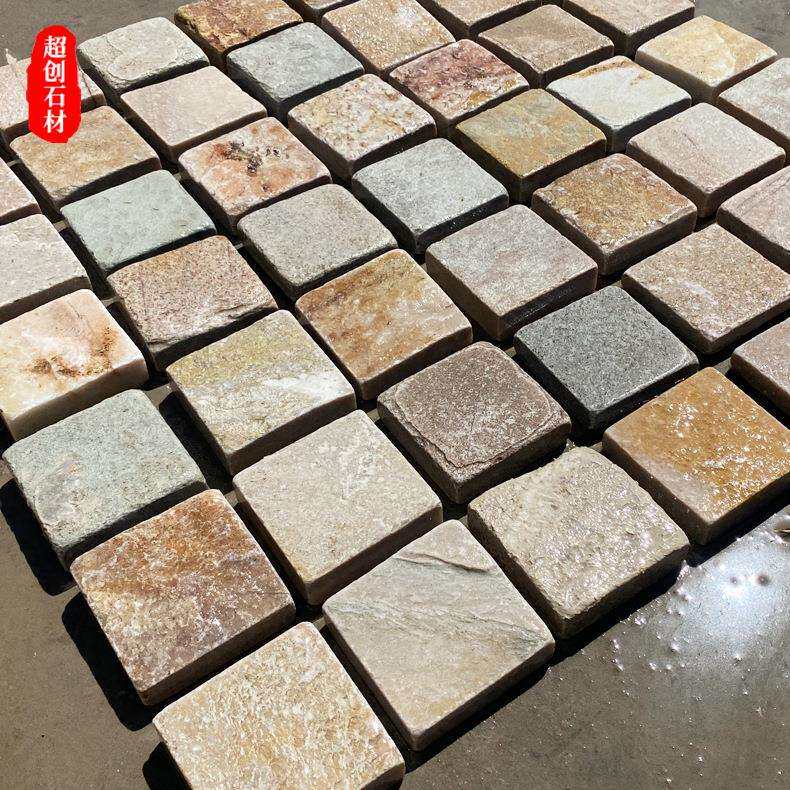 仿古砖复古文化石别墅外墙瓷砖室外美式地铺砖马蹄石 景区汀步石