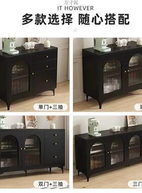 岩板餐边厂家直供多功能茶水柜客厅古风黑色房靠厨墙收纳柜储物柜