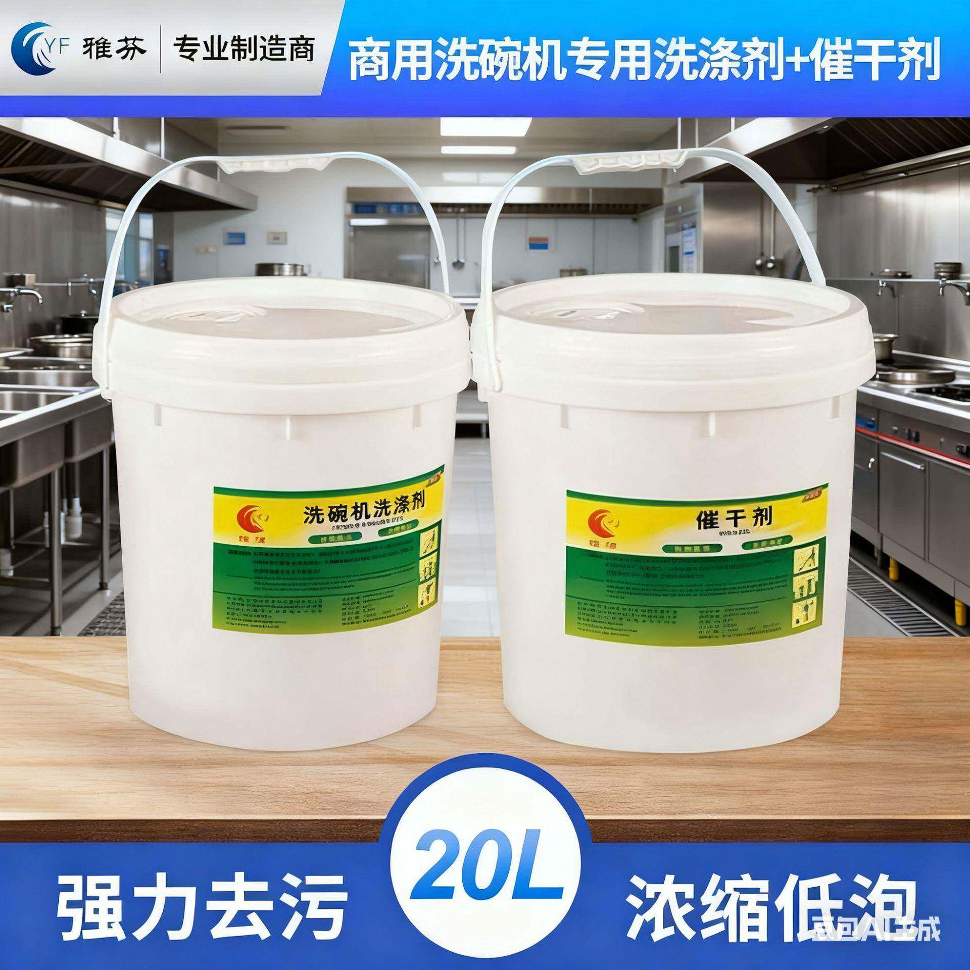 现货供应商用酒店食堂大桶洗碗机洗涤剂催干剂20L组合清洁套装