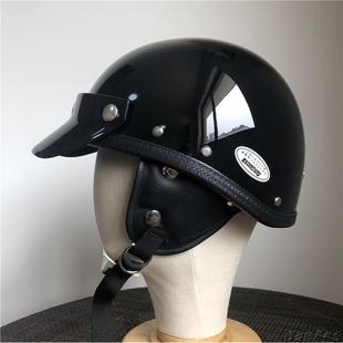 Short车y半盔夏盔季 高档bornfree日式 覆古体60小哈雷机头盔男女款