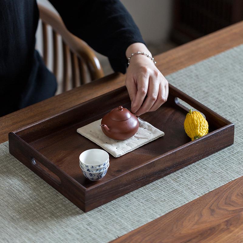 桃胡959木长方形茶盘用约中式简提手托盘实木制放茶具木质家盘子