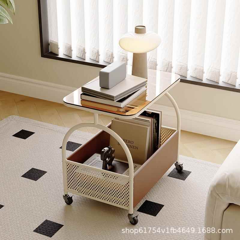 可动移客厅沙发边几油风b175带轮小茶几家用卧网红奶创意简约小室