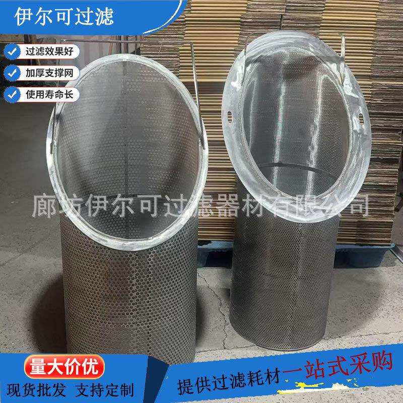 提篮式过滤器滤芯斜口滤篮污水石灰浆柴油过滤网筒不锈钢冲孔网篮