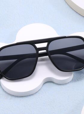 跨境时尚双梁太阳镜男女同款渐变色大框显瘦遮阳防晒墨镜现货