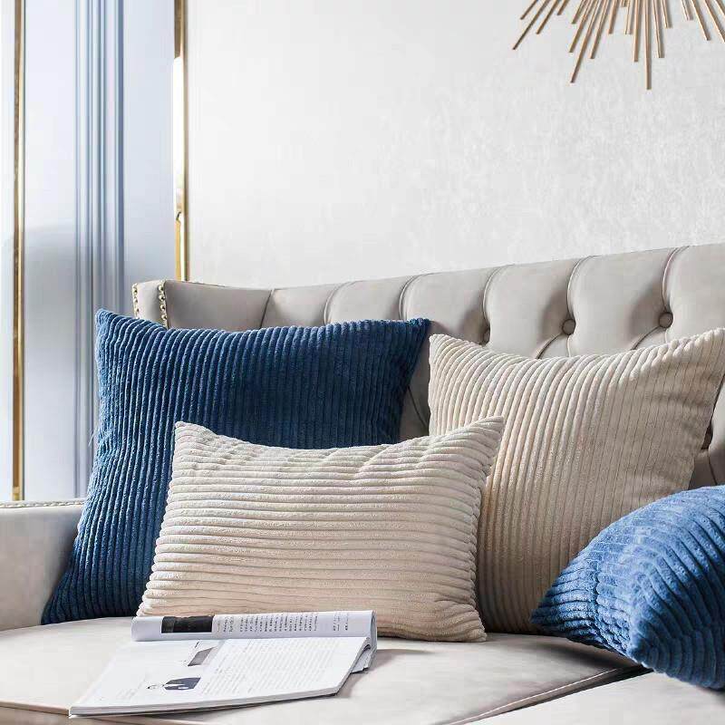 Corduroy Throw Bedroom Cushion Sofa pillowcase纯色毛绒抱枕套图片