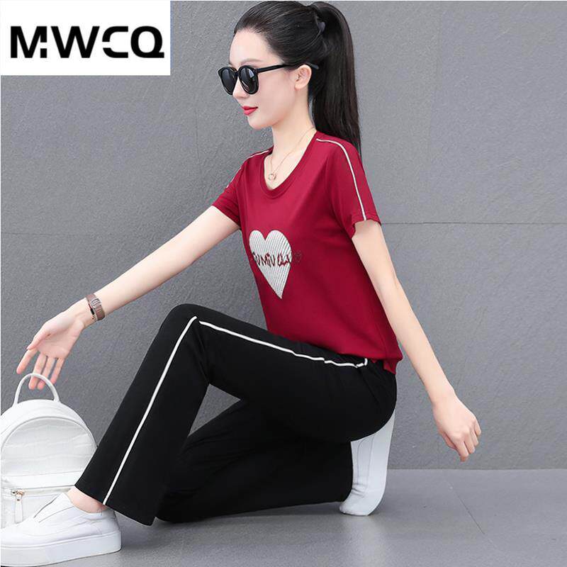 女士时尚运动套装夏冰丝装洋气时髦薄款短袖休闲服跑步两0527k