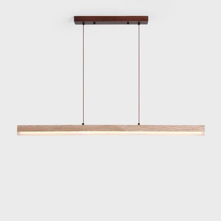 YeGun 餐厅吊灯黄洞石胡桃木一字长条餐桌茶室灯具中式复古诧寂风