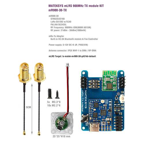 MATEK MLRS MAVLINK 900MHZ TX MODULE KIT MR900-30-TX模块