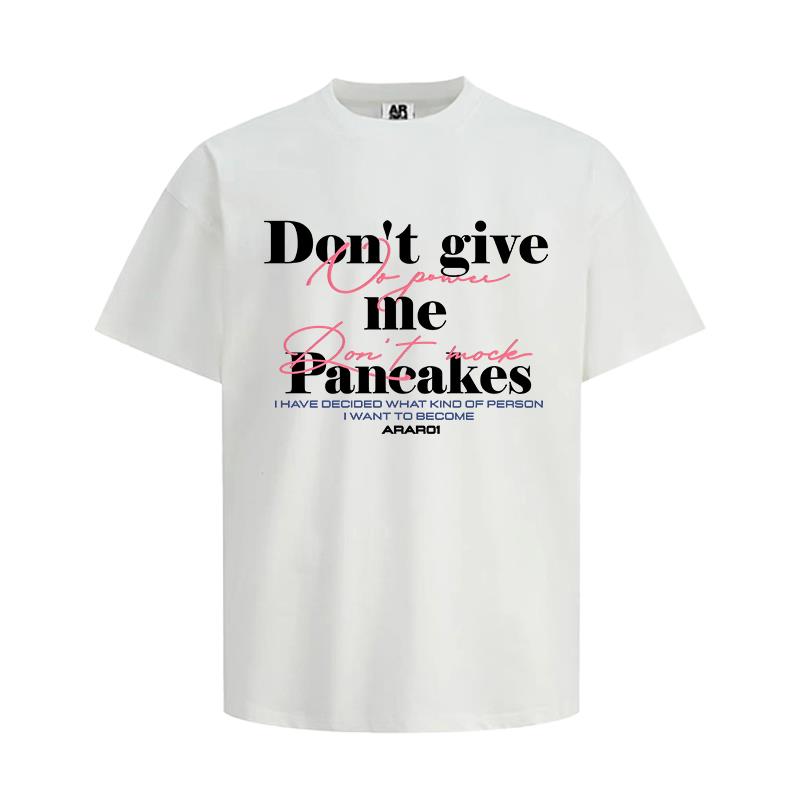 ARAR01“不要给我画饼”标语字母短袖国潮流T恤男女美式宽松夏季