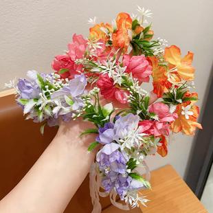 花环头饰成人2024新款 女森系头花海边拍照氛围感花朵发箍簪花发饰