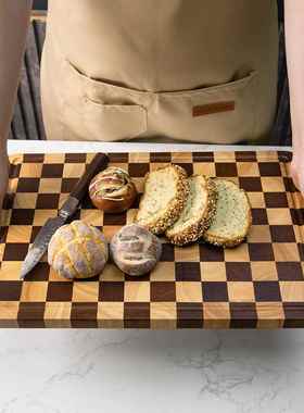 厂家A1010100货棋盘格橡胶木碳化实木菜板肉砍骨加厚砧菜板现方形