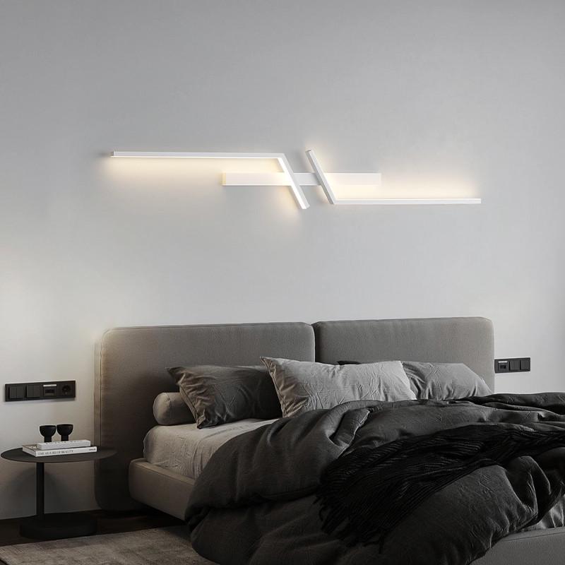 简意墙卧室线奢壁灯极轻背景客厅现代床头长条简约格栅条形式电视