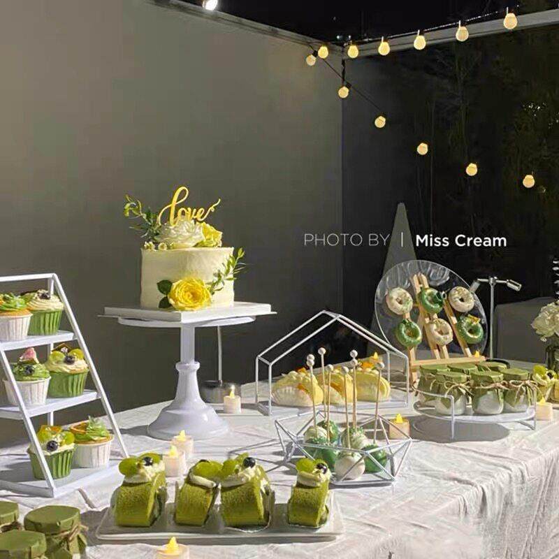 欧洲白色甜品桌装饰婚礼蛋糕托盘展示架下午茶点心架冷餐茶休息桌