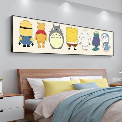 儿童房动漫卡通装饰画男孩女孩可爱卧室床头挂画北欧房间横版壁画