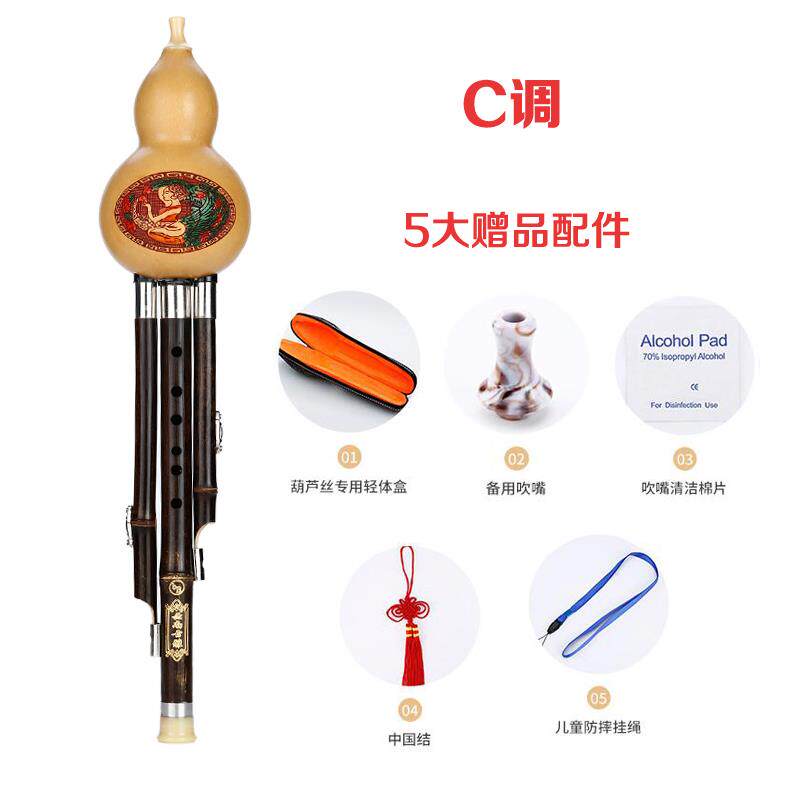 高档葫芦丝C调降调紫儿童学成人学初B生入门零基础云南竹葫芦丝乐