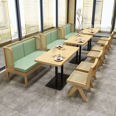 简约餐厅椅实木座编藤餐连卡锁餐厅中181式风饭店南东亚民宿餐椅