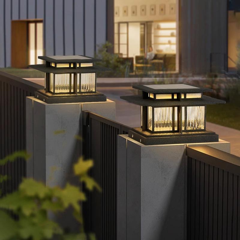 太阳能柱头灯庭院大门灯门柱灯户外围墙灯防水柱子灯别墅大门柱灯