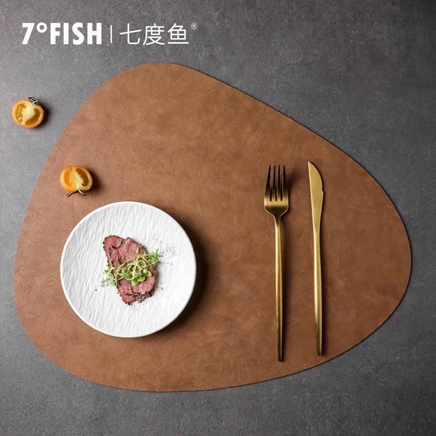 牛皮纹双面皮革餐垫茶杯垫防水防油餐桌垫西餐厅隔热垫餐碗垫杯垫