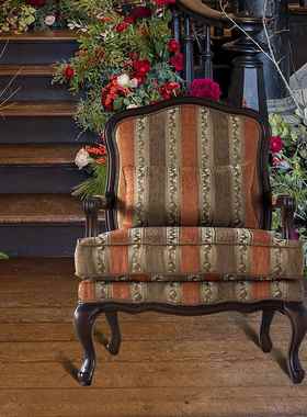 美式布艺F78477沙枕发皮沙发抱枕腰靠垫靠枕套橘色条加尔厚雪尼纹