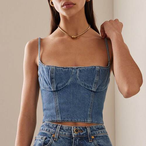 Cowboy strapless tank top Italian style fashionable back