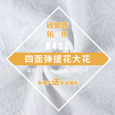 100D*100D四面弹提花大花140g全涤雪纺印花 秋冬连衣裙面料