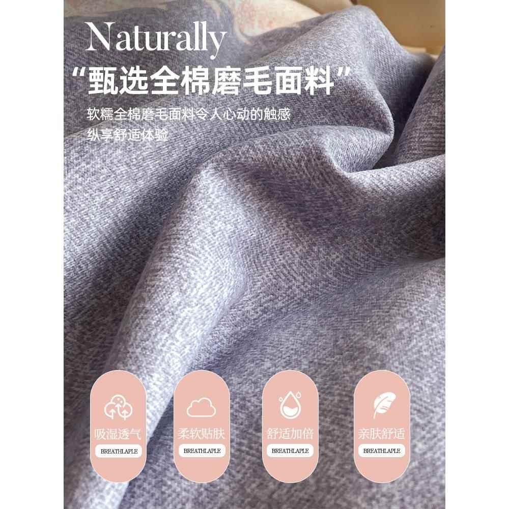 加厚磨毛四件套纯棉全棉2025新款秋冬被套床单宿舍三件套床上用品