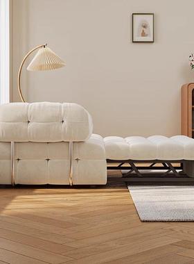 奶油风棉花糖泡芙PVK布艺发户型卧室小客厅折叠坐卧两单人沙沙用