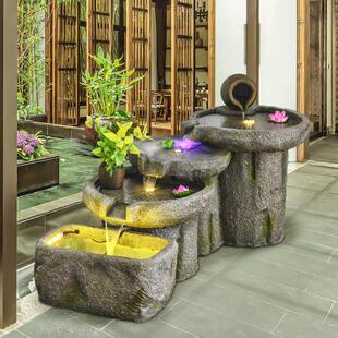 假山喷泉流水摆件落地式循环水系统景观阳台鱼塘景观庭院室内水景