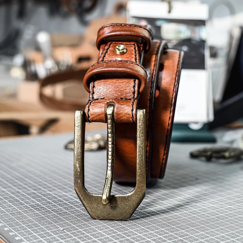 新款时尚高档男士皮带复古双面腰带休闲厚皮带士裤带1024w