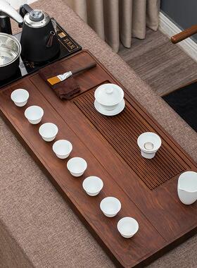 9WOR茶盘实木家用整块黑檀花梨木质茶台简易大小电木排水茶海茶具