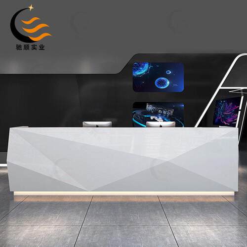 简约玻璃钢烤异形前台酒台店公司大厅接待型白色造艺术漆桌子CS-0