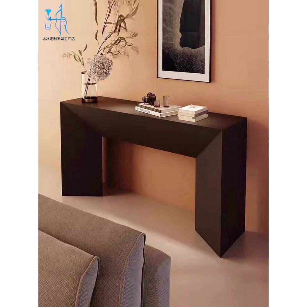 意式黑色正对门窄玄关桌入户侘寂风岩板供桌简约实木装饰条案壁炉,住宅家具,玄关台,淘宝优惠券,粉丝福利购,淘宝优惠卷