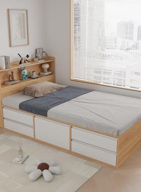 现代简约榻榻米抽屉床1.2人单储床高箱物小EAF户多功能收型纳双人