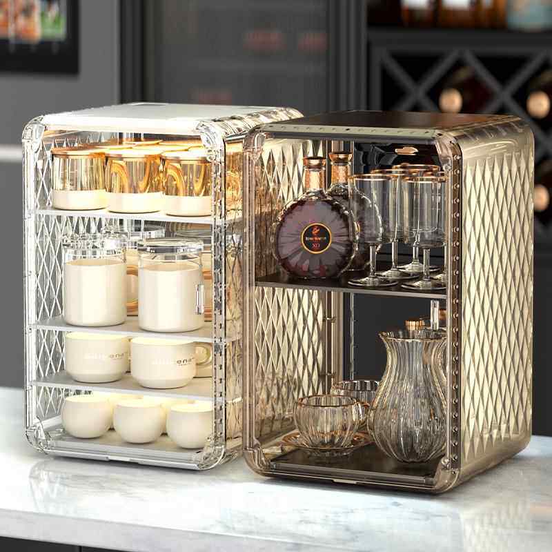 轻奢杯子防尘收纳箱家用大容量茶具杯具收纳置物架桌面酒杯收纳盒