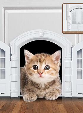跨境货源 新款猫犬舍猫门狗洞 无翻盖门挡宠物门 French cat door