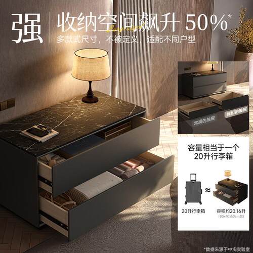 床BC70头意用柜储物柜一体225新款大尺寸家卧室收纳柜轻奢0实木式