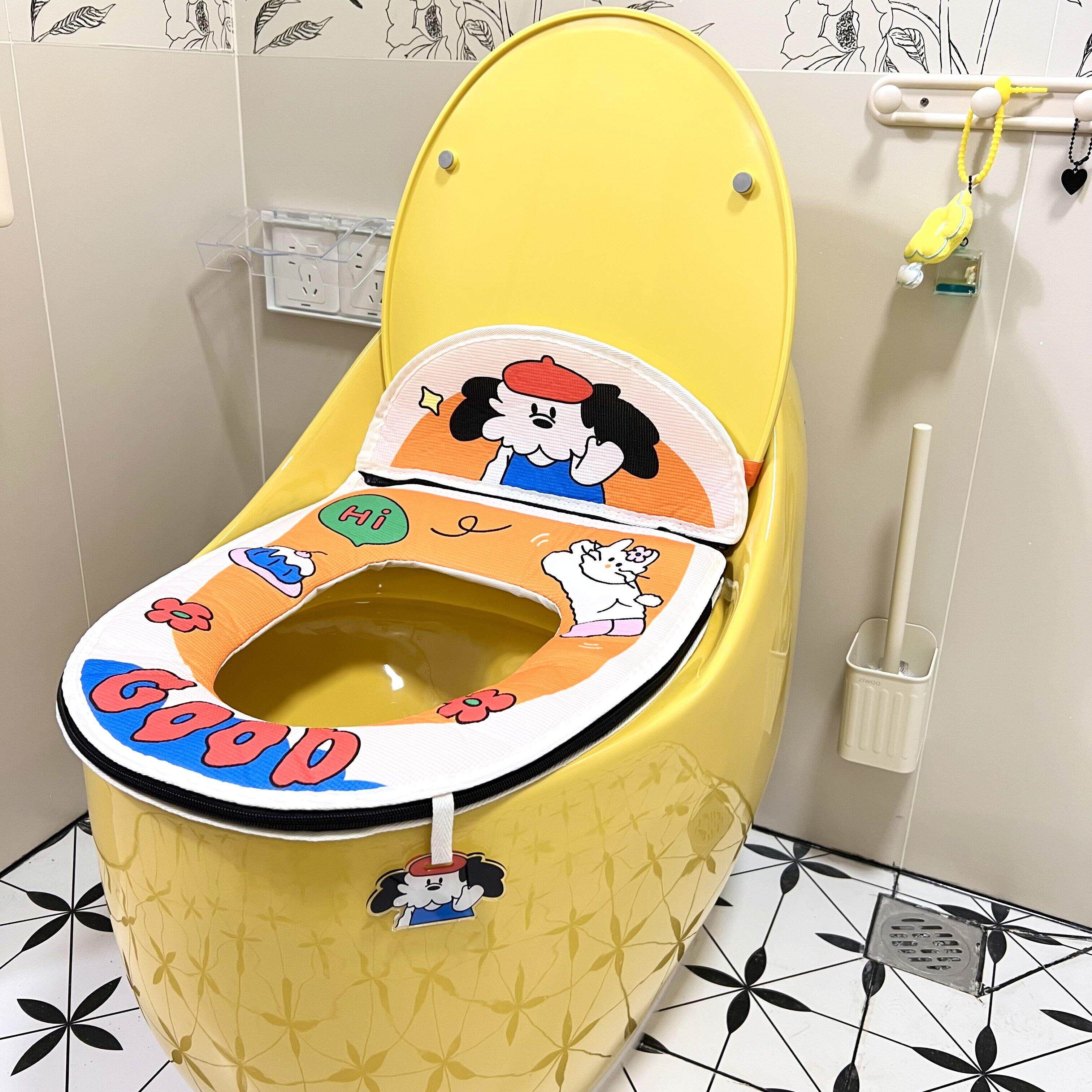 马桶垫四季通用厕所马桶坐垫套马桶垫拉链款高级感轻奢带提手靠背