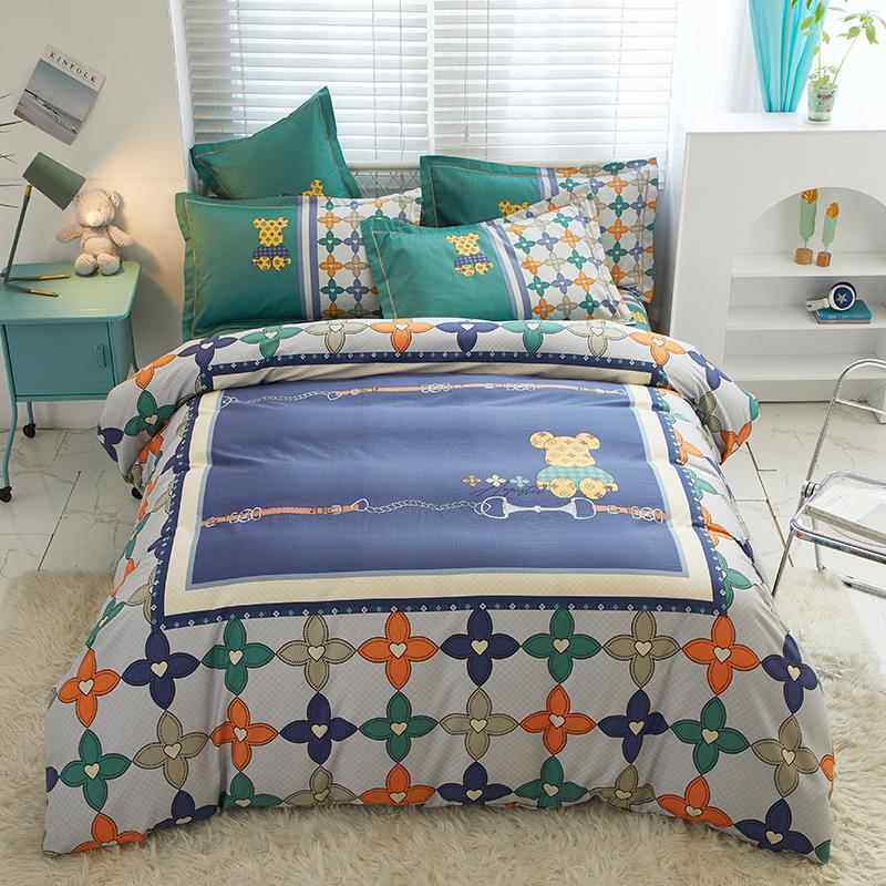 高档全棉床单被1套儿童件卡通纯棉三5套可爱小女孩公主.床笠四件