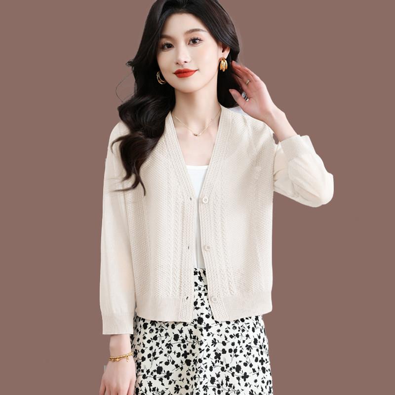桑蚕丝开 衫短款女士2025夏季薄外搭披肩配裙子针织冰丝防晒衣外