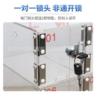 手机电存放柜带充孔桌面透明亚克储物收纳工柜员带锁保力管196箱
