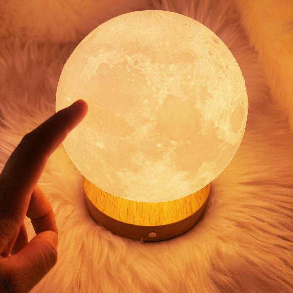 月亮灯旋转睡眠月球小夜灯卧室书桌充电台灯床头灯创意礼物氛围灯