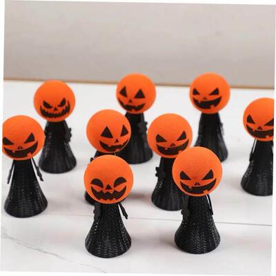 10Pc Cute Funny Halloween Pumpkin Jumping Doll Finger Puppet