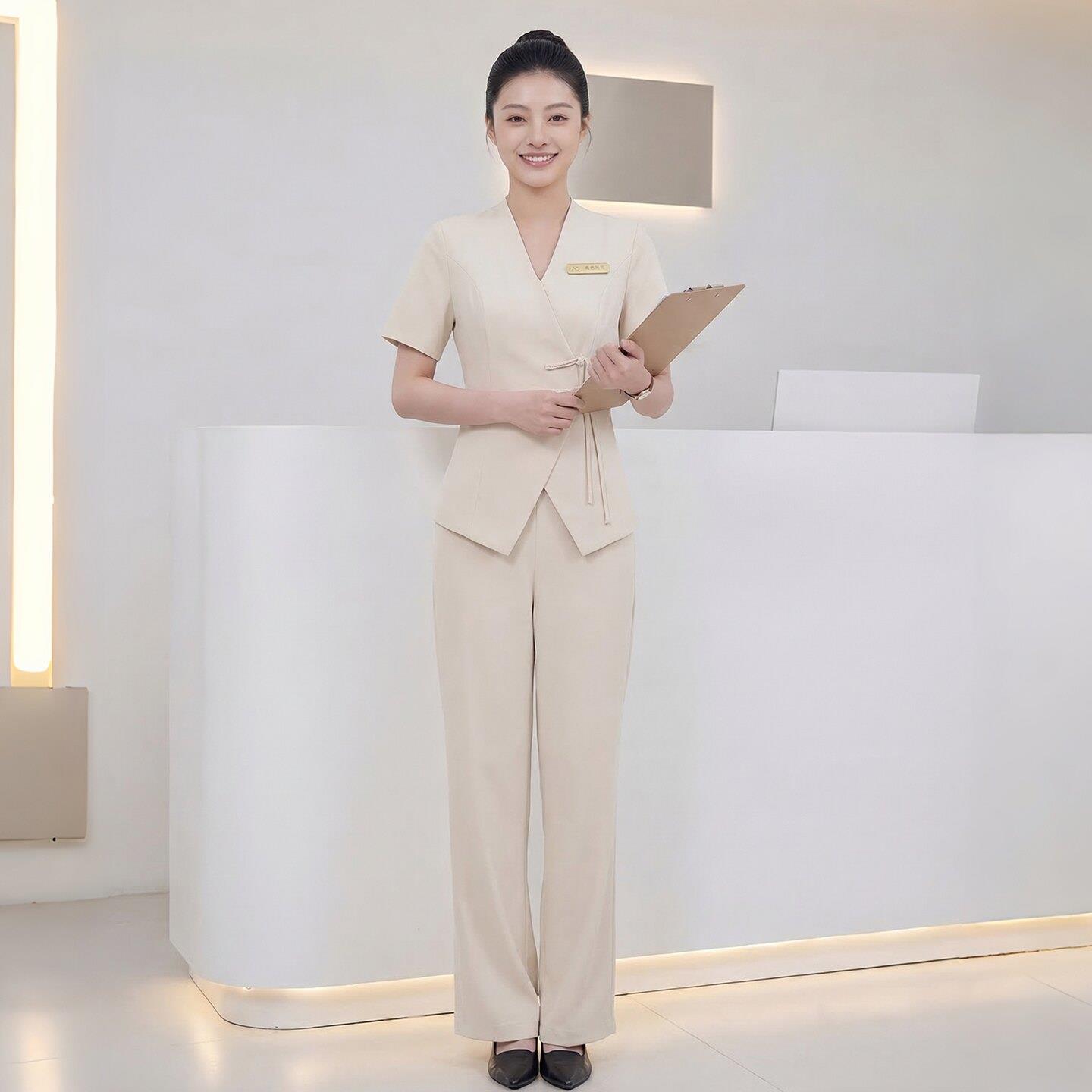 美容院工作服女美容师高端养生馆轻奢2026高级工作服女皮肤管理师